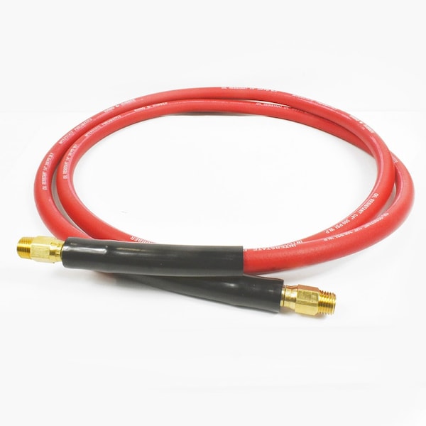 Interstate Pneumatics 1/4 Inch x 6 ft Red Rhino Rubber Hose WP 300 PSI (1/4 Inch Male Swivel Barb Connector) HA44-06ES - main